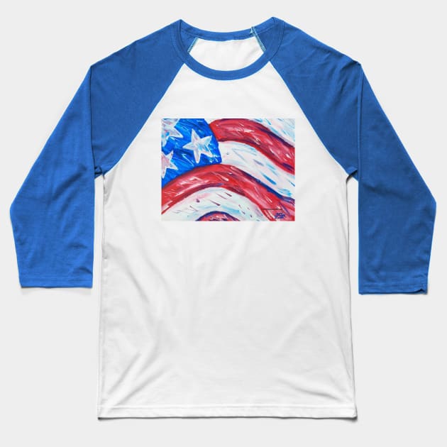 Old Glory Pop Baseball T-Shirt by EssexArt_ABC